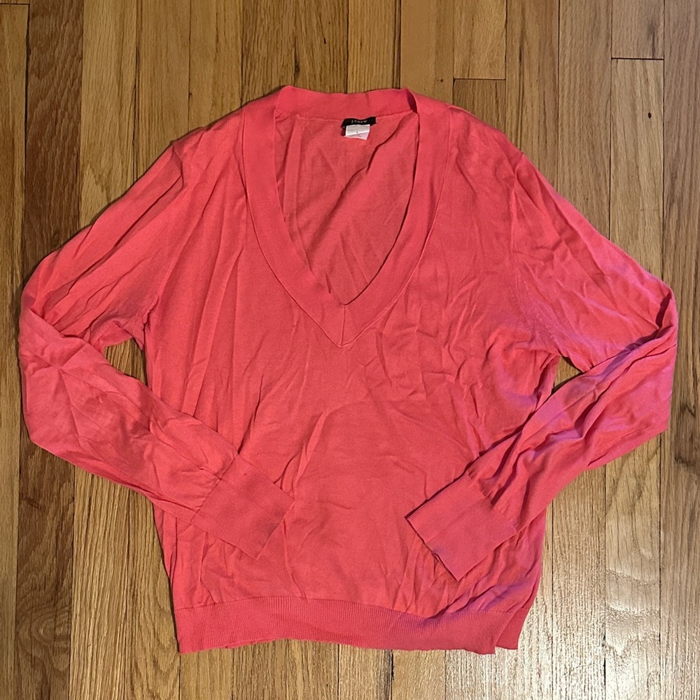 Vibrant Pink V-Neck Sweater